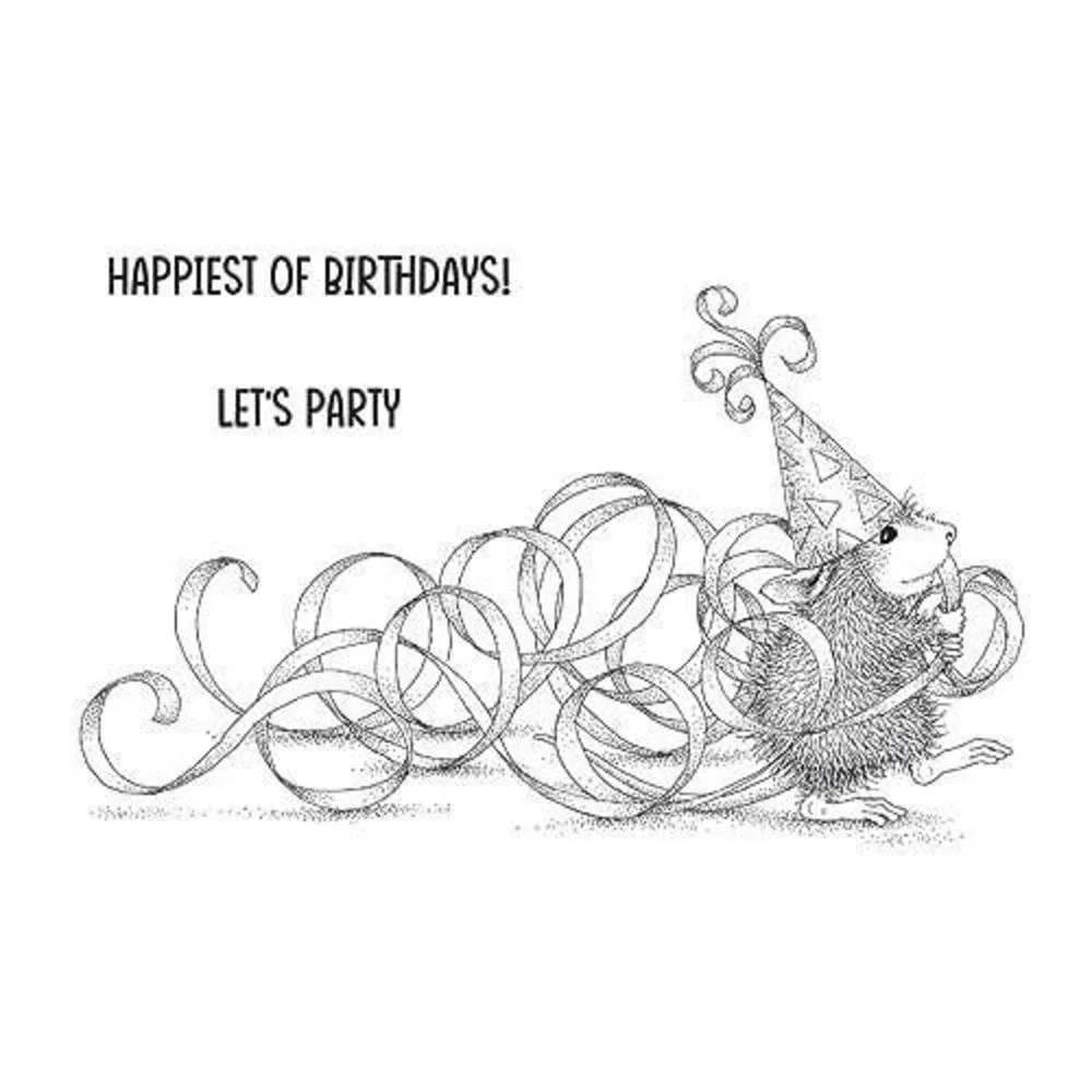 Spellbinders House-Mouse Designs Party Streamers Cling Rubber Stamps RSC-010 New